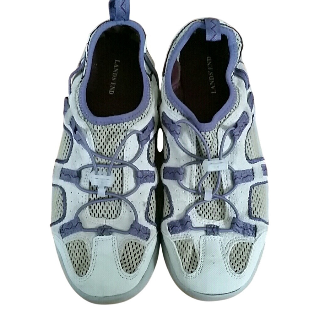 Lands End Womans Trekker Slip On Shoes Plum Grey Size 7